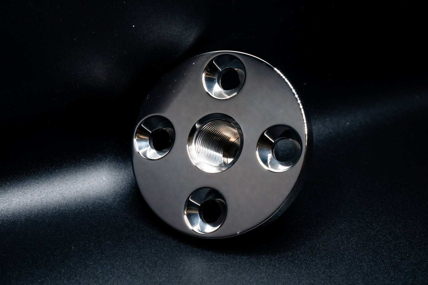 Stainless 4-Bolt Mounting Flange Through Deck – M24×2.0 Female Thread – 88.12mm OD – 11.1mm Holes