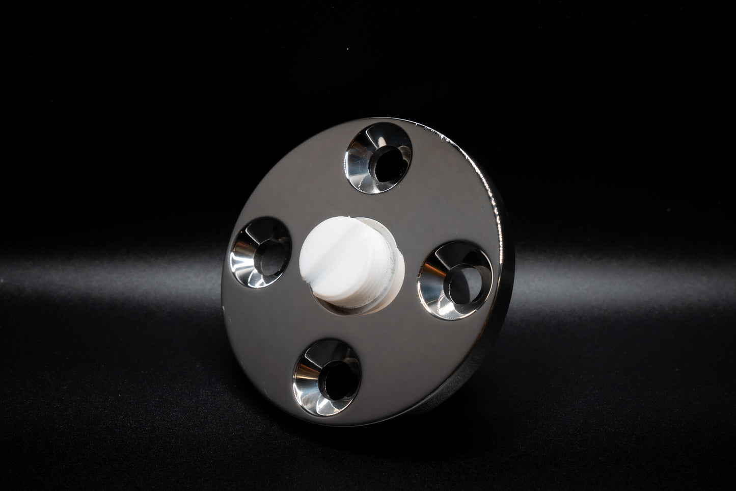 Stainless 4-Bolt Mounting Flange Through Deck – M24×2.0 Female Thread – 88.12mm OD – 11.1mm Holes